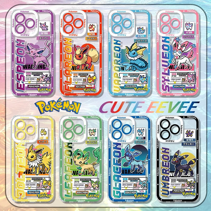 P-Pokemon Cute Eevee Puzzle Phone Case For iPhone 17 Air 15 14 13 12 11 Pro Max 16 15 14 Plus Shockproof Soft Silicone Cover