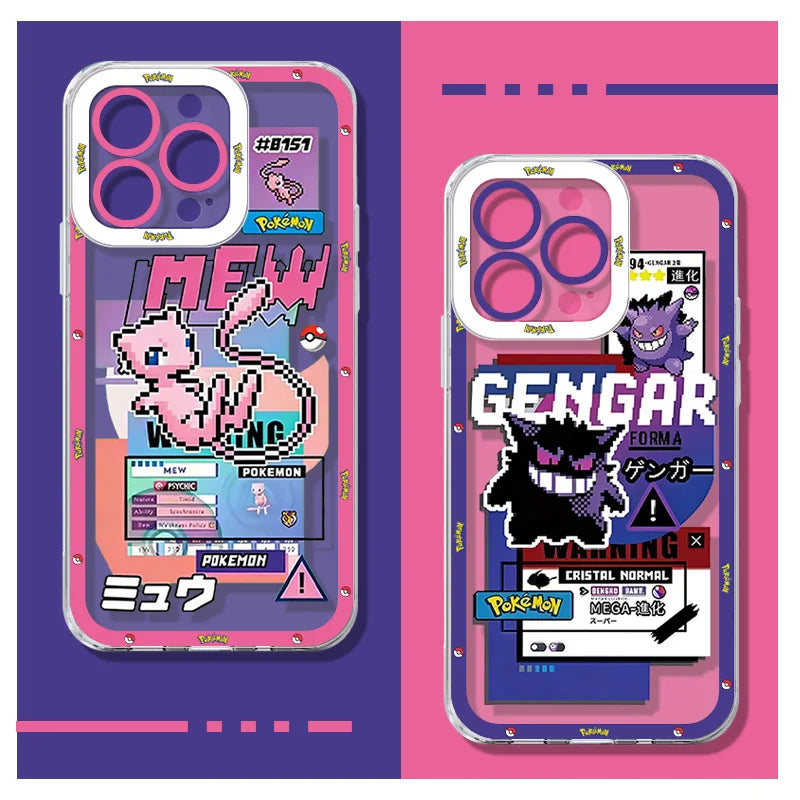 P-Pokemon Pikachu Bulbasaur Silicone Phone Case for iPhone 16 15 17 14 Pro Max Air 17E 13 12 11 ProMax Transparent Pokedex Cover