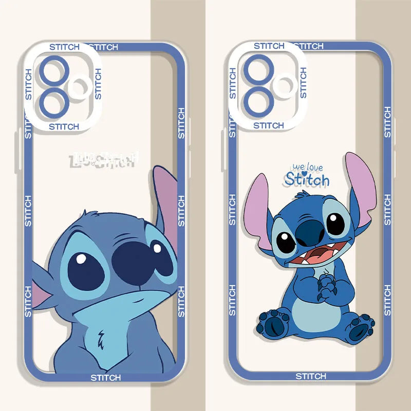 Cartoon Disney Stitch Soft Silicone Phone Case for iPhone 17 16 15 14 Pro Max Air 17E 13 12 11 ProMax Transparent Back Cover