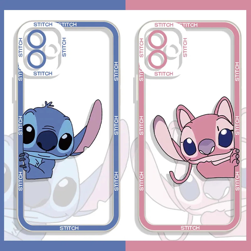 Cartoon Disney Stitch Soft Silicone Phone Case for iPhone 17 16 15 14 Pro Max Air 17E 13 12 11 ProMax Transparent Back Cover