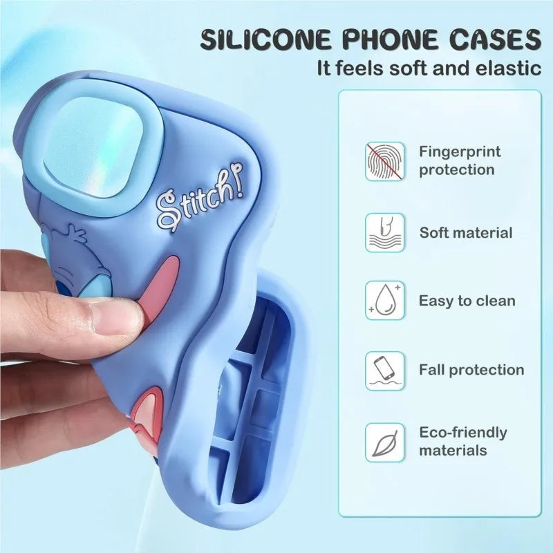 3D Cartoon Stitch Key Chain Phone Case For iPhone 17 16 Pro max 15 14 13 12 mini 11 Pro Max 6 6s 7 8 Plus Soft Silicone Cover