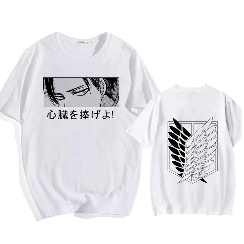 Attack on Titan Streetwear Men's T Shirt Eren Yeager Shingeki No Kyojin  Anime Summer Cotton Women Tops Tees Casual High Quality