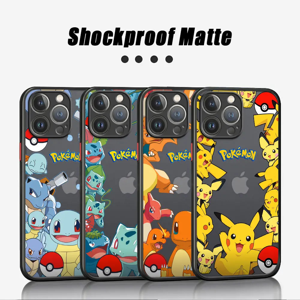 Hot Anime Cartoon Pokemon Case For Apple iPhone 11 13 15 Pro Max 14 Plus 12 Mini 7 8 SE X XS XR 6 Back Phone Cover PC Hard Funda