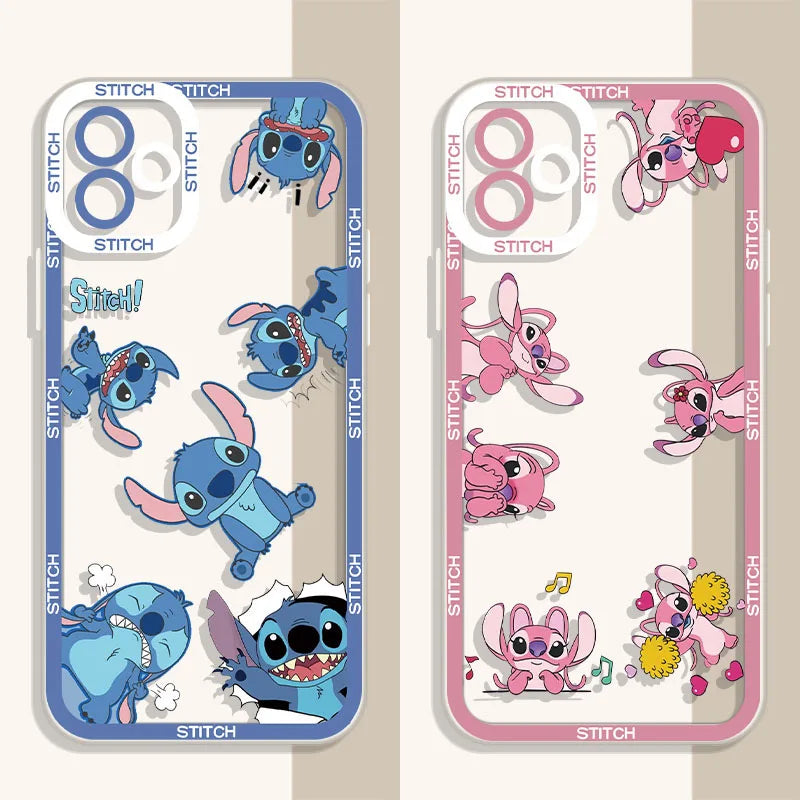 Cartoon Disney Stitch Soft Silicone Phone Case for iPhone 17 16 15 14 Pro Max Air 17E 13 12 11 ProMax Transparent Back Cover